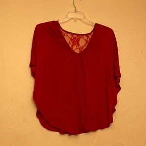 Red Lace Flowy Shirt